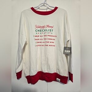 Hallmark White and Red Sweatshirt